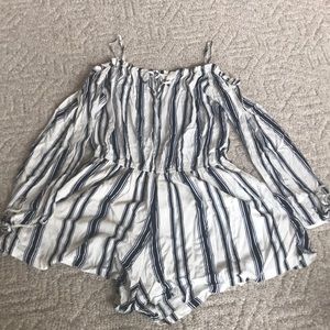 Off the shoulder striped romper